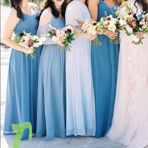 Shop Revelry Ainsley Chiffon dress in dusty blue